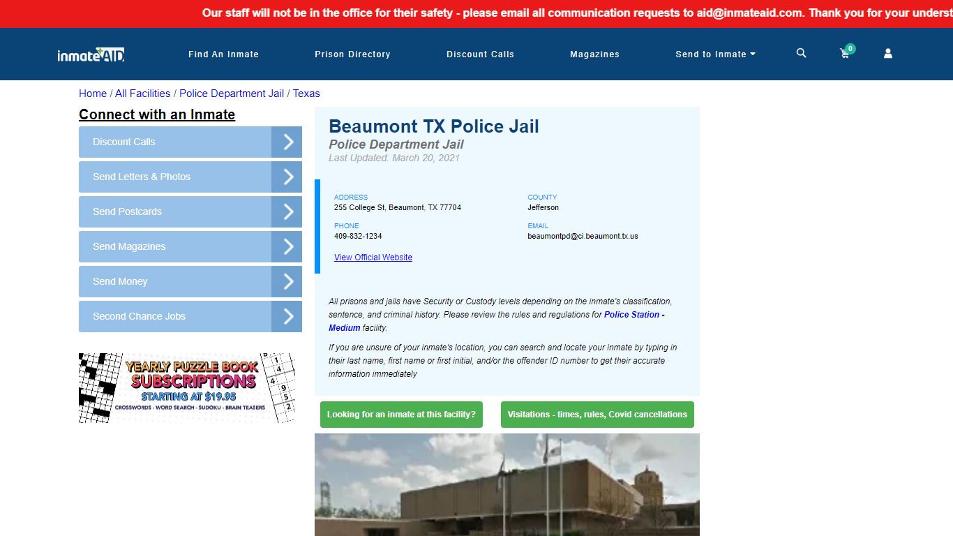 Beaumont TX Police Jail & Inmate Search - Beaumont, TX