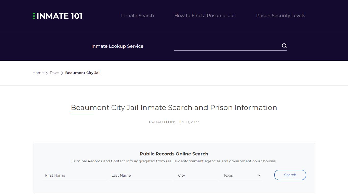 Beaumont City Jail Inmate Search, Visitation, Phone no ...
